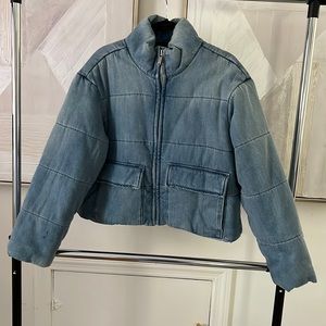 Heavy Gap quilted denim cropped jacket